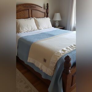 Vintage Haddon Han all wool de luxe quality cream blanket